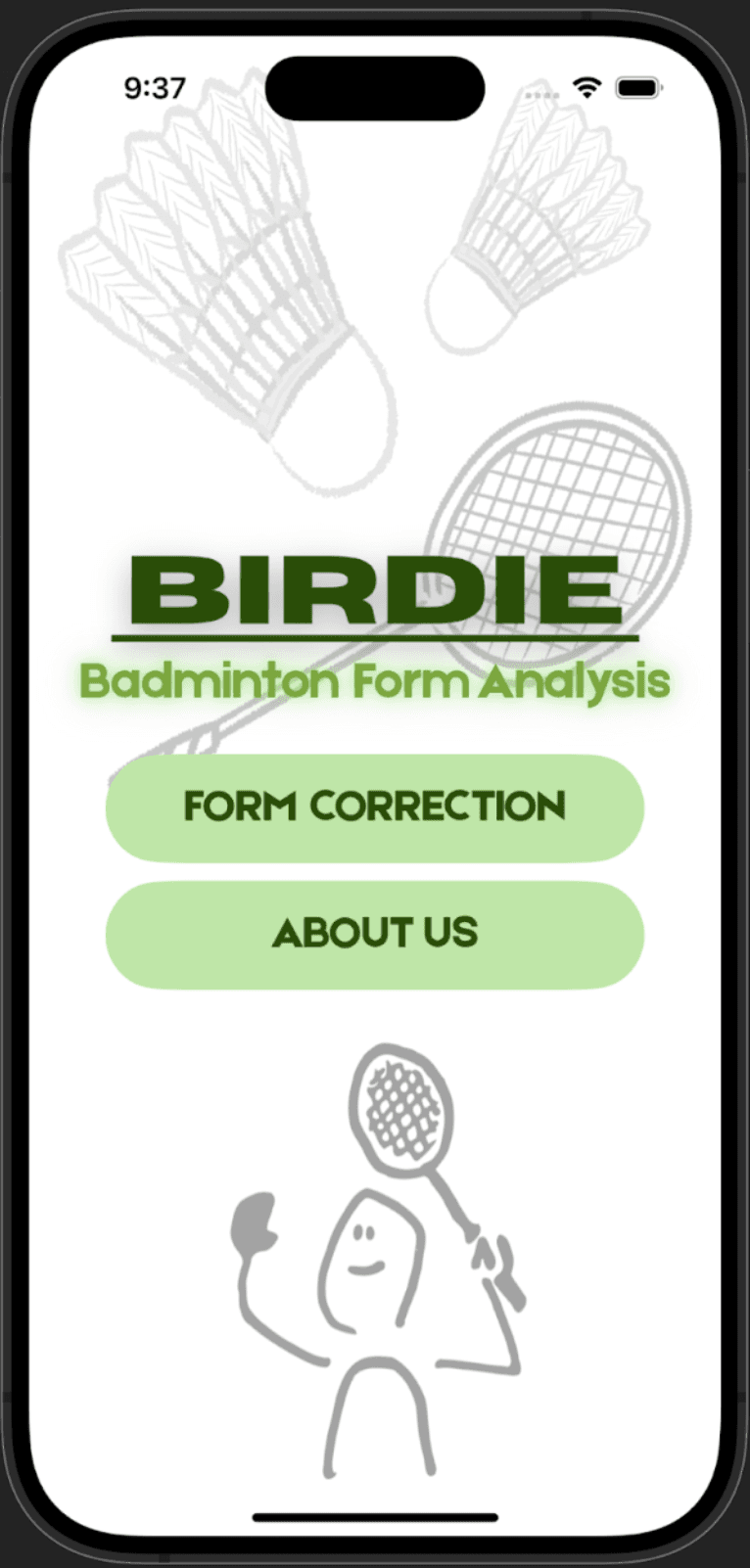 BIRDIE home screen